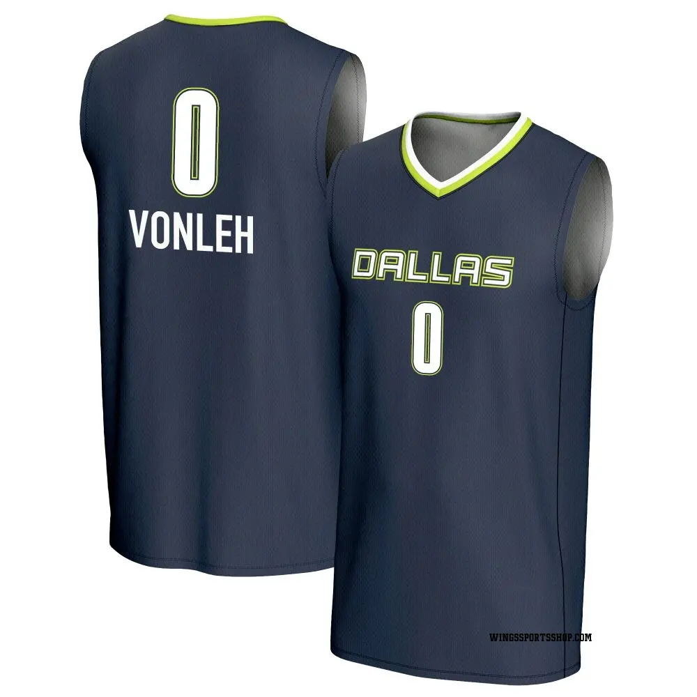 Men's Aaronette Vonleh ＃0 Replica Navy Dallas Wings Lightweight Jersey