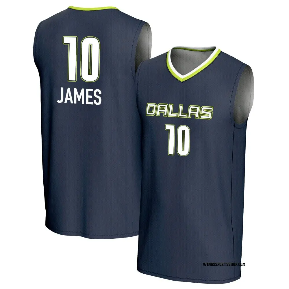 Men's Aziaha James ＃10 Replica Navy Dallas Wings Lightweight Jersey