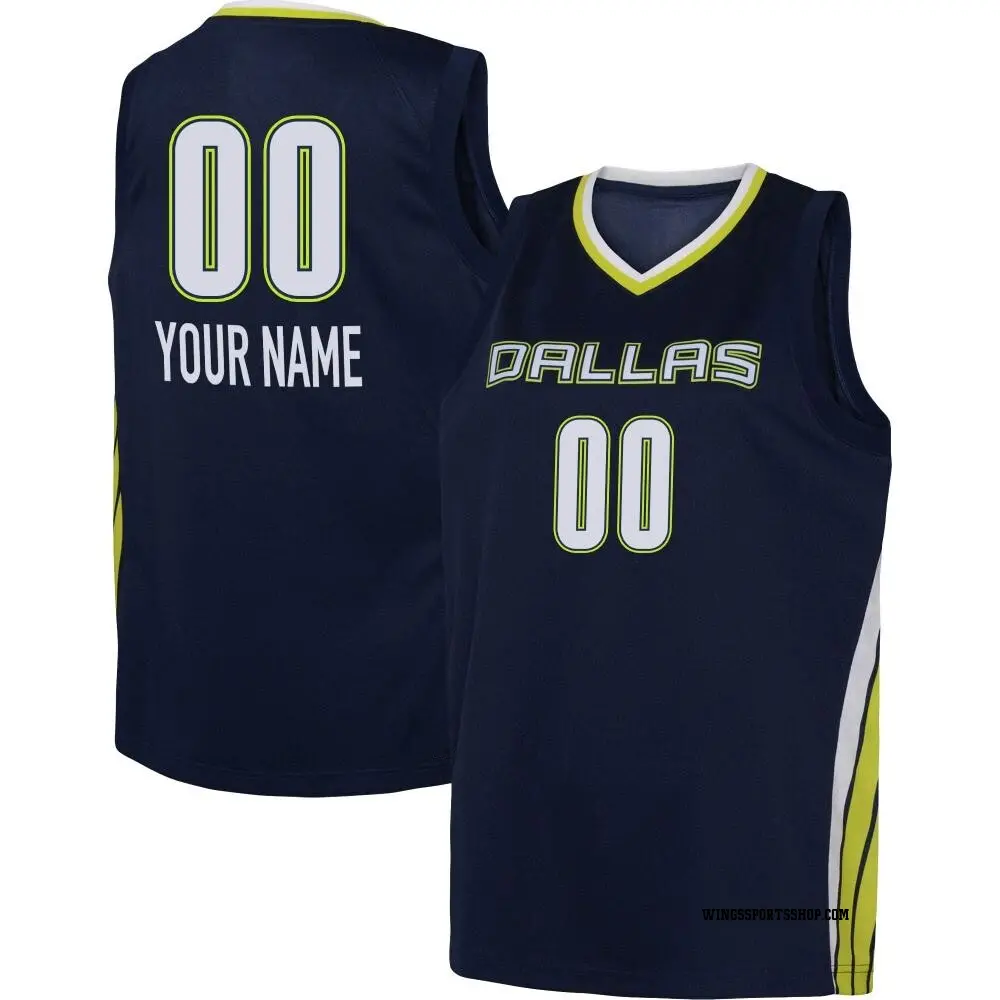 Men's Custom ＃00 Explorer Edition Victory Navy Dallas Wings 2021 Jersey