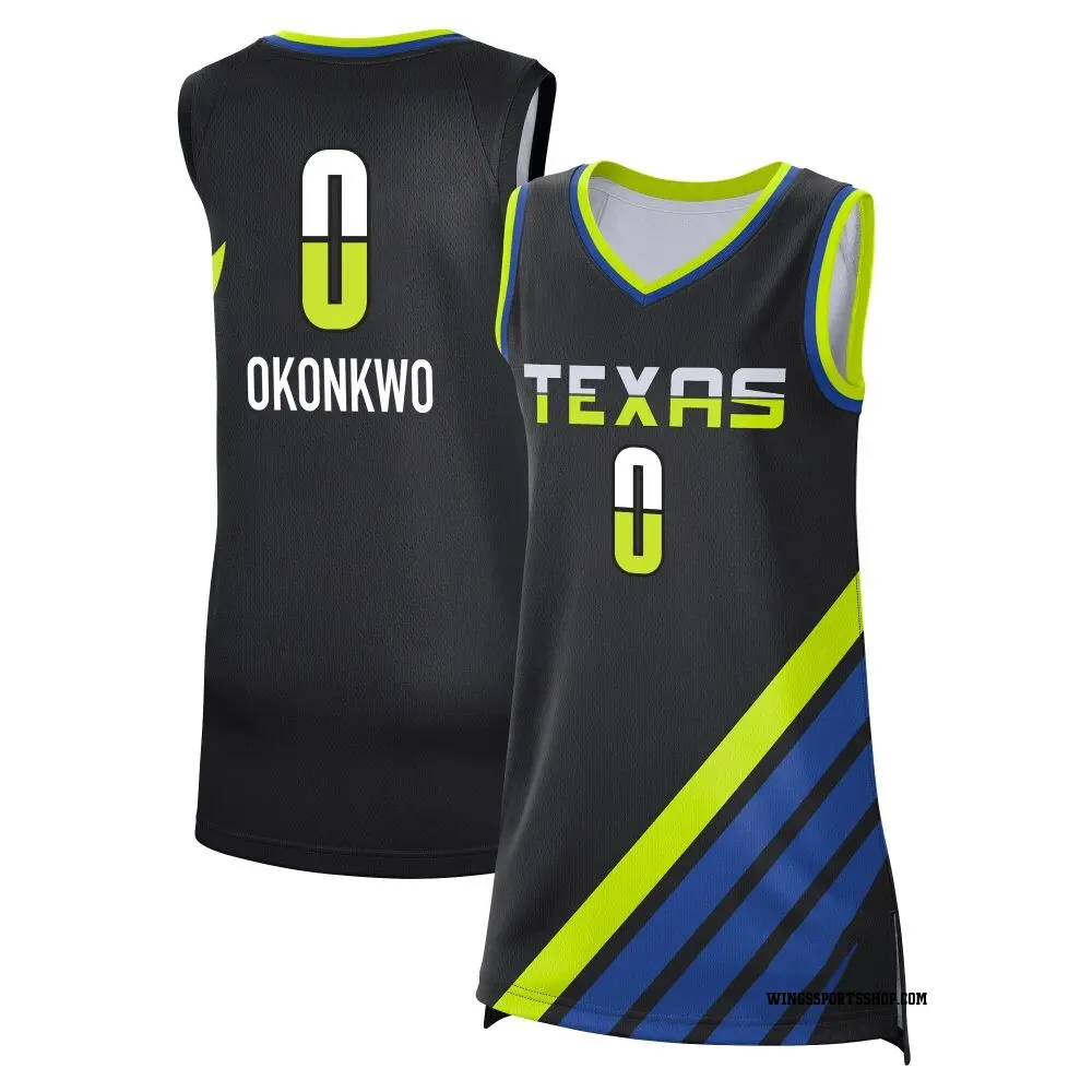 Women's Amy Okonkwo ＃0 Rebel Edition Victory Black Dallas Wings 2023 Jersey