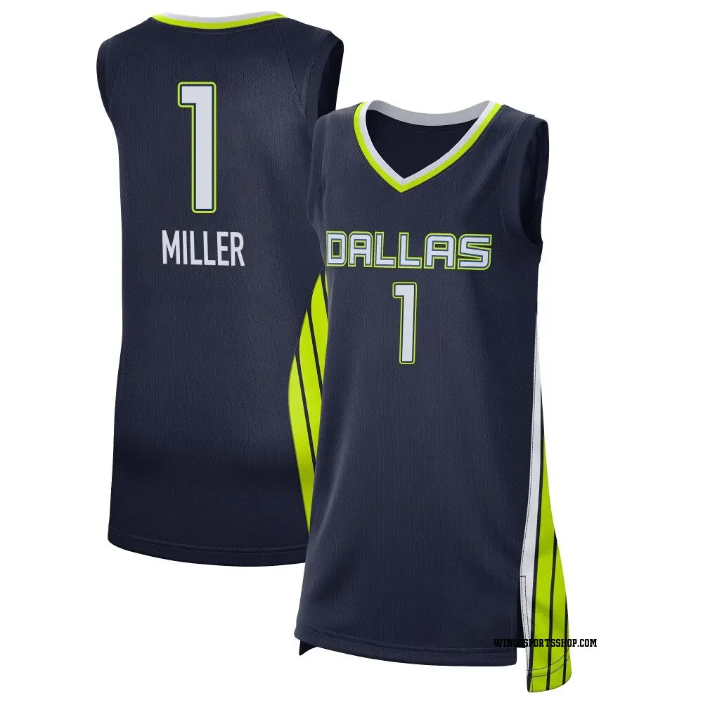 Women's Diamond Miller ＃1 Explorer Edition Victory Navy Dallas Wings 2021 Jersey