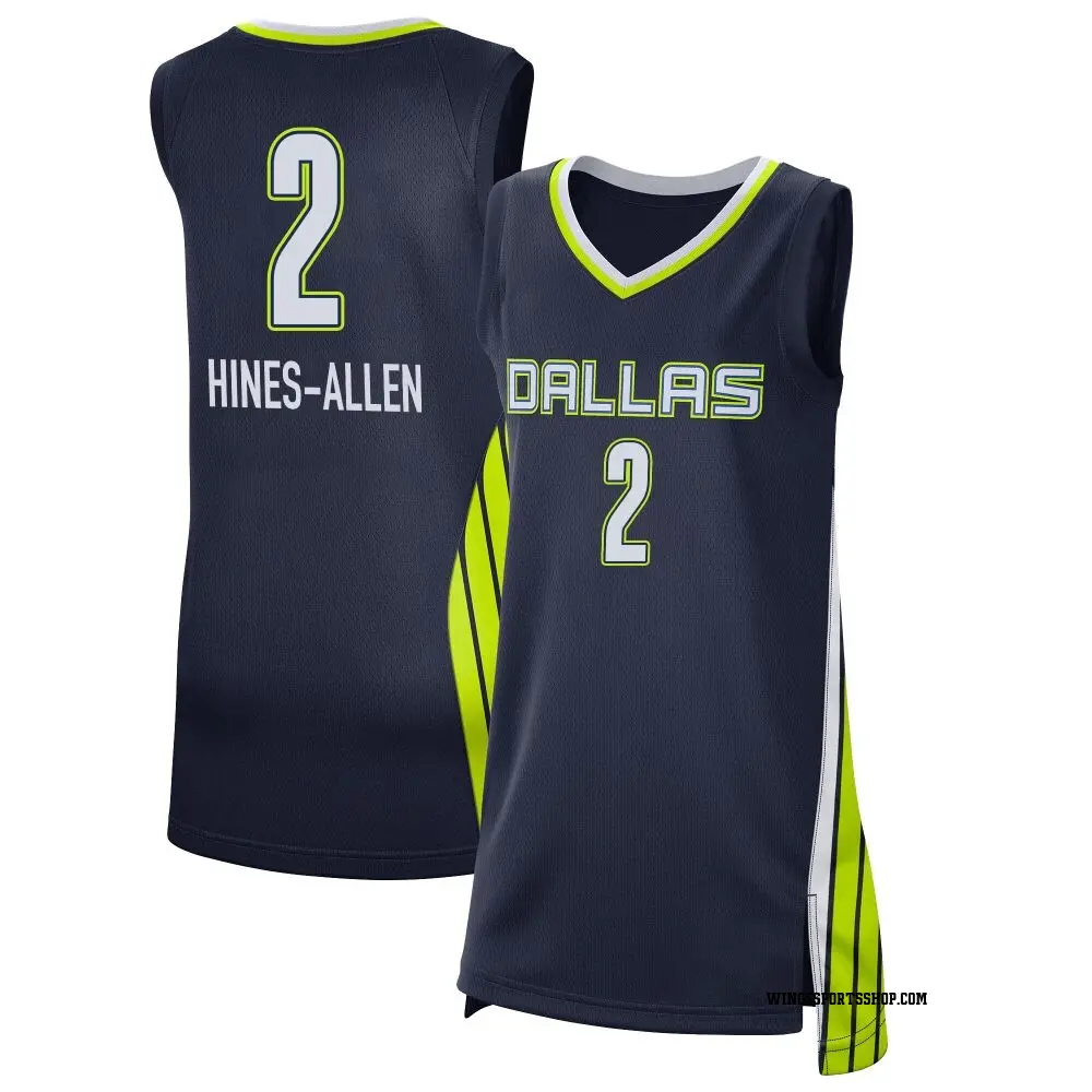 Women's Myisha Hines-Allen ＃2 Explorer Edition Victory Navy Dallas Wings 2021 Jersey