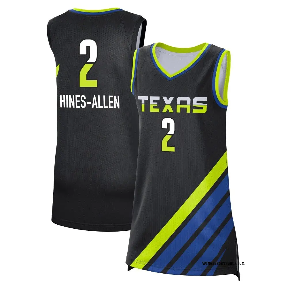 Women's Myisha Hines-Allen ＃2 Rebel Edition Victory Black Dallas Wings 2023 Jersey