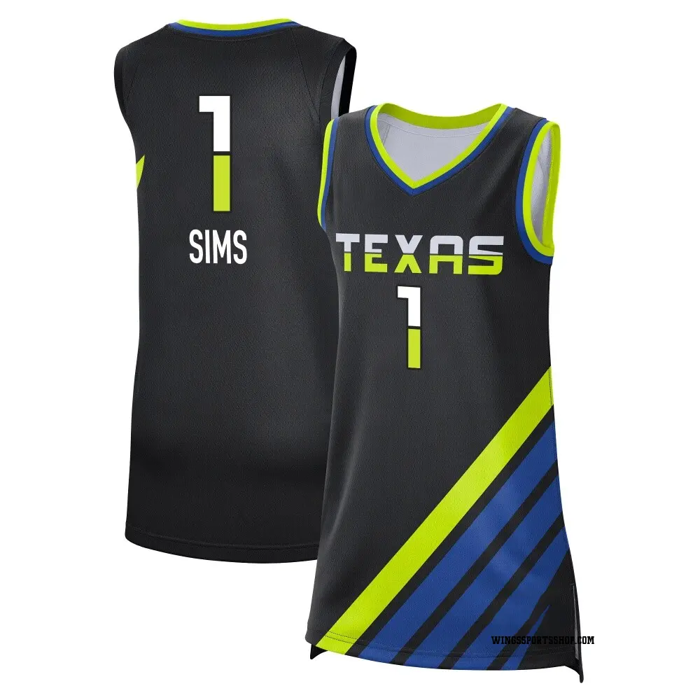 Women's Odyssey Sims ＃1 Rebel Edition Victory Black Dallas Wings 2023 Jersey