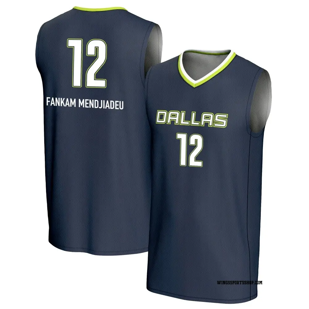 Youth Dulcy Fankam Mendjiadeu ＃12 Replica Navy Dallas Wings Lightweight Jersey