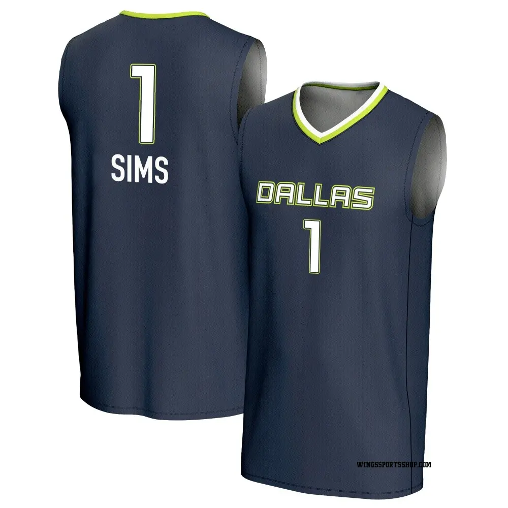 Youth Odyssey Sims ＃1 Replica Navy Dallas Wings Lightweight Jersey